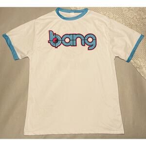 Bang Energy Drink T-shirt White Light Blue Mens Large Runs Small